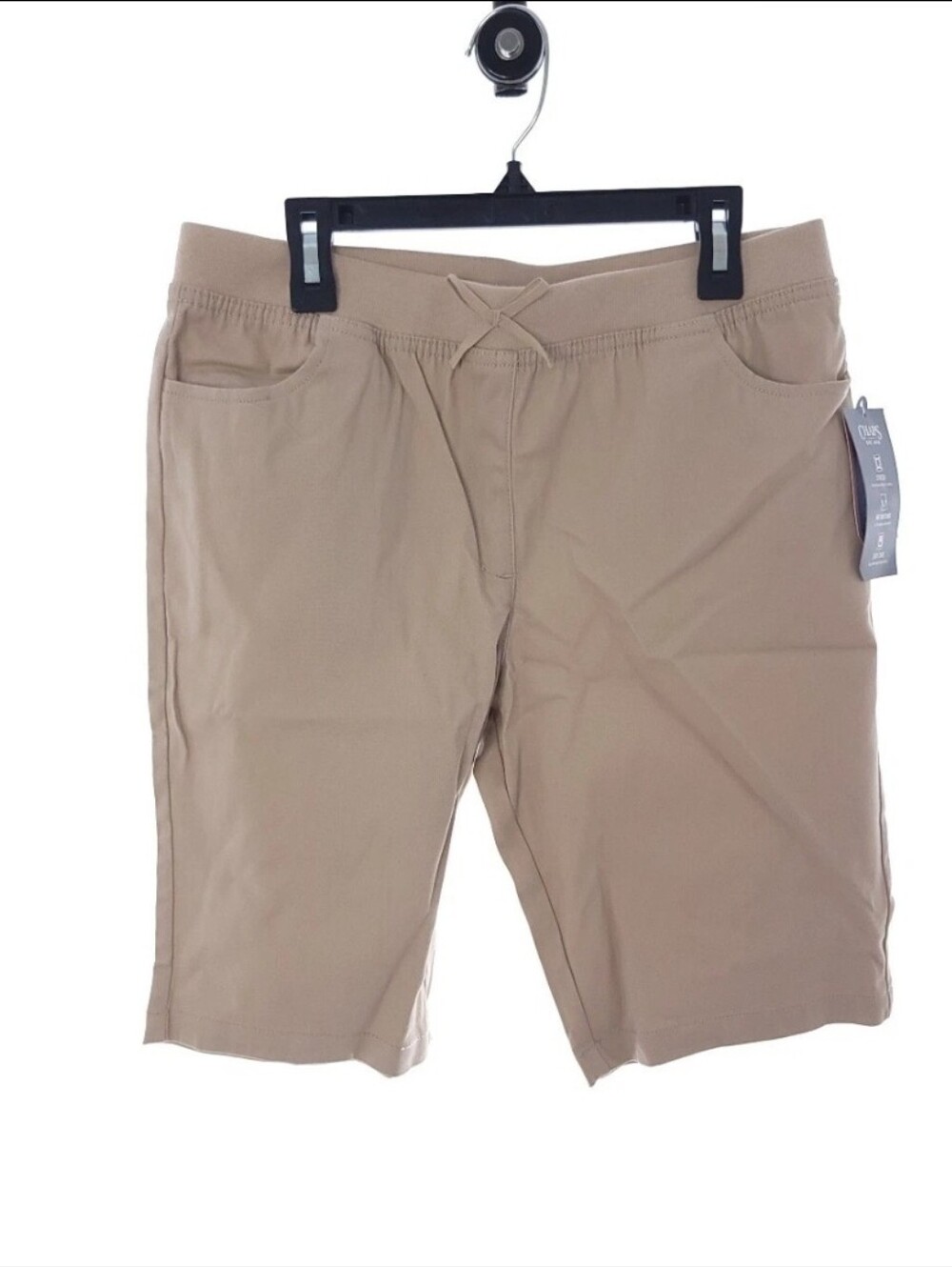 Chaps Girls Plus Size 14.5 Solid Khaki Knit Waist Skinny Bermuda School Short
